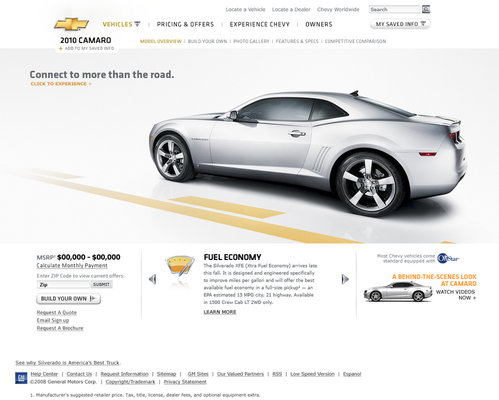 Chevy.com (Prior Layout)